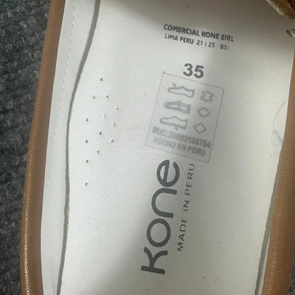 Kone Boys Leather Penny Loafers EU 35 US 2.5 Tan Driving Moccasins Peru